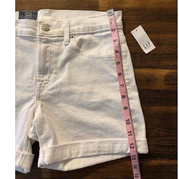 Gap Women’s 0 / 25 Shorts Mid Rise White Denim Cuffed 5" Inseam Stretch - Picture 9 of 12